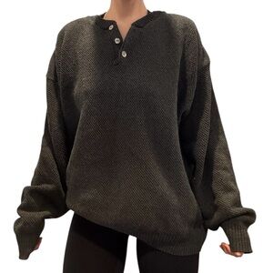 Vintage Harbor Bay Henley Knit Sweater